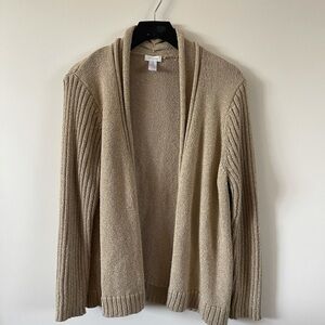 Chico’s long beige metallic sweater